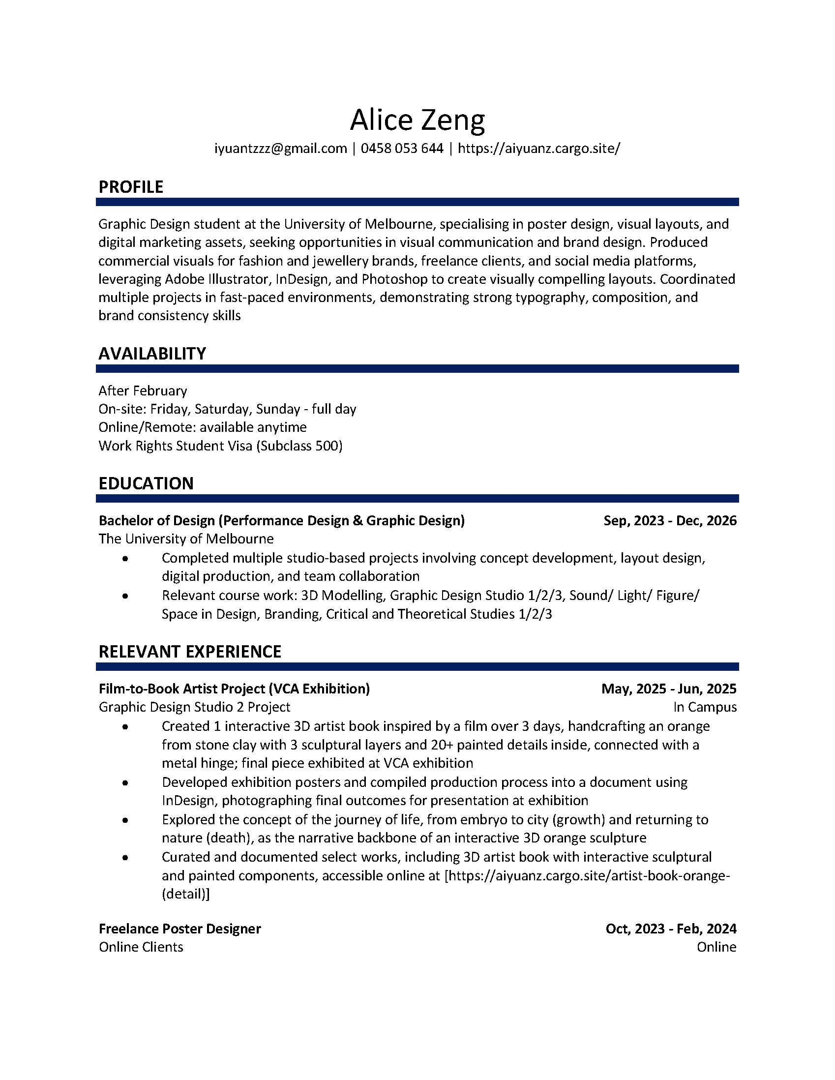 CV Page 1
